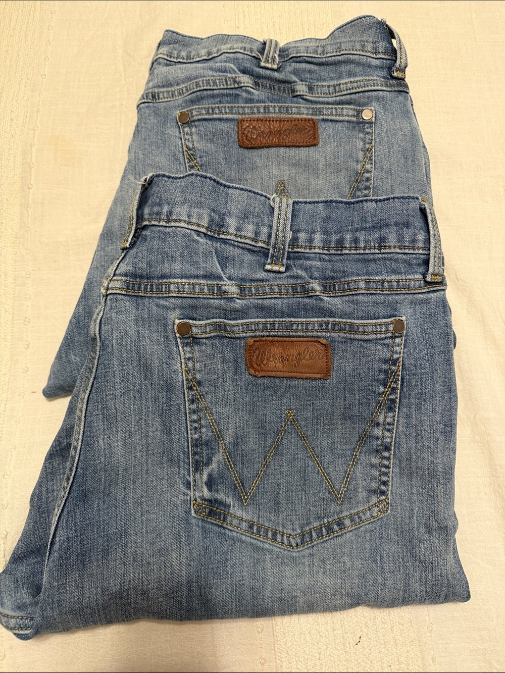 TWO PAIR Wrangler Light Blue Men’s Slim Bootcut Jeans 40x32